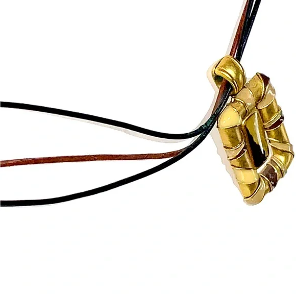 CHICO’S ShorterPendant Necklace, Brown & Black Cords, Gold-tone - Picture 3 of 9